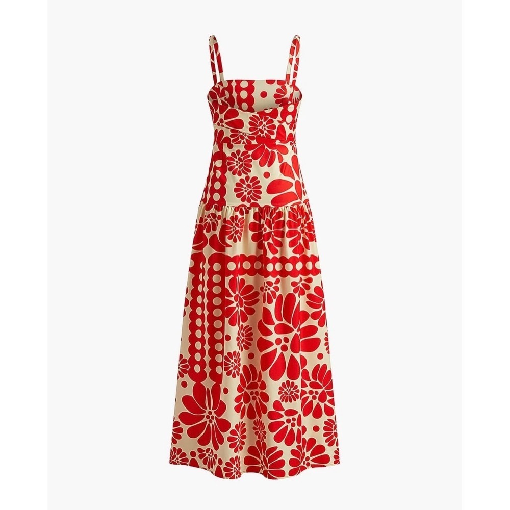Commense Red Floral Maxi Dress Sleeveless Summer A-Line Flowy Sundress Size S - Picture 9 of 9